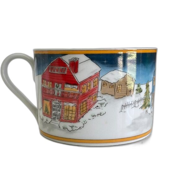 American Atelier Christmas/Winter Village Coffee/Hot Chocolate Cups Set of 4 - Picture 3 of 9